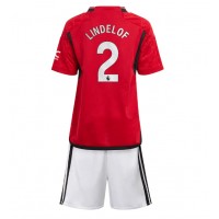 Manchester United Victor Lindelof #2 Hjemmedraktsett Barn 2023-24 Kortermet (+ Korte bukser)